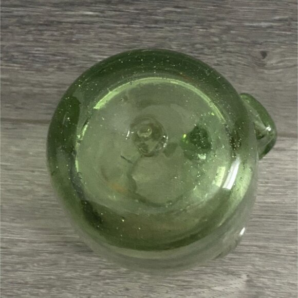 Vintage Small 5" Hand Blown Fancy Green Art Glass Pitcher-Bubble Detail-GUC - Picture 4 of 7